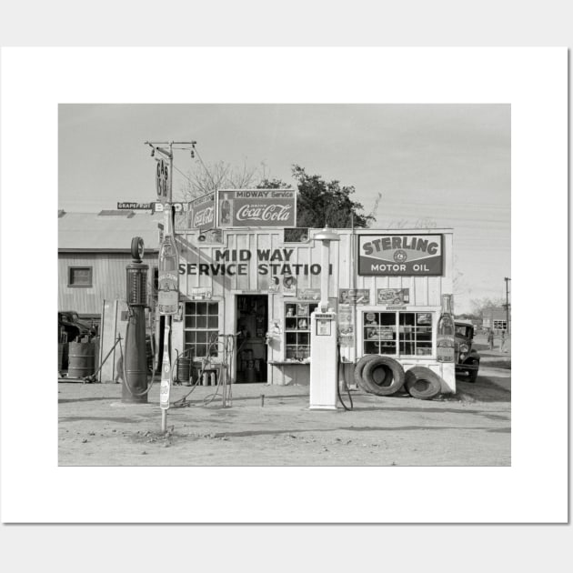 Midway Service Station, 1939. Vintage Photo Wall Art by historyphoto